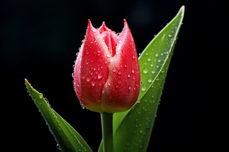 Dew-Kissed Tulip: A Shining Bloom in 3:2 Aspect Ratioの素材