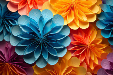 Vibrant Abstract Composition: A Kaleidoscope of Multicolored Papersの素材