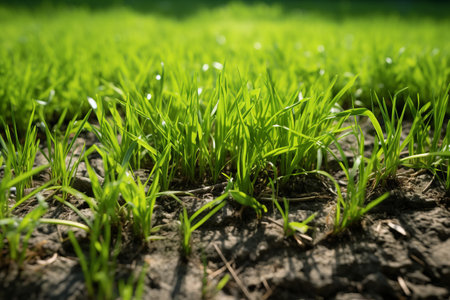 Vibrant and Lush: A Close-up of Bright Green Grass in a 3:2 Aspect Ratioの素材