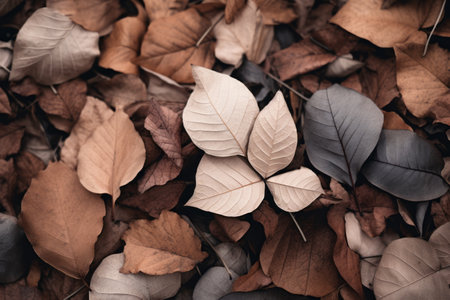 Natures Autumn Tapestry: Brown and Beige Leaves on Ground --ar 3:2の素材