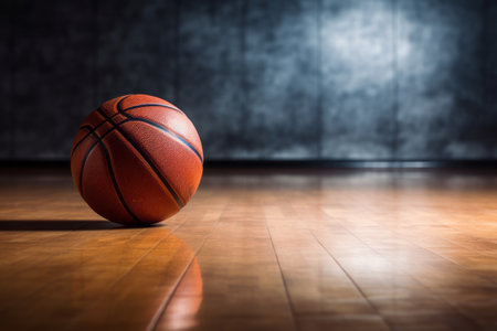 The Beauty of Contrast: A Brown Basketball Rises Above a Brown Concrete Floor --ar 3:2の素材
