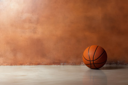 Brown Basketball Bounces Against a Brown Concrete Floor in 3:2 Aspect Ratioの素材