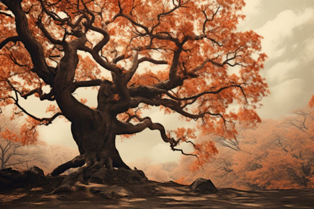 Rustic Charm: The Brown Leafed Tree --ar 3:2の素材