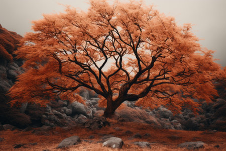 Brown Leafed Tree: A Captivating Study in 3:2の素材