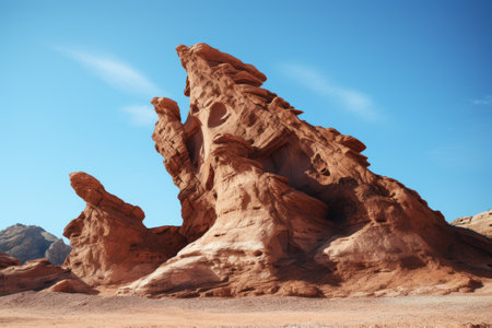 Mesmerizing Brown Rock Formation Beneath an Expansive Blue Sky: AR 3:2の素材
