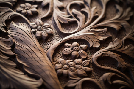 Artistic DÃ©cor: Elegant Brown Wooden Hand Emboss Design - AR 3:2の素材