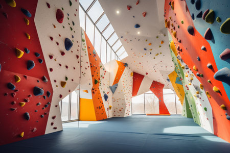 Conquer New Heights: Exploring the Thrilling Climbing Wall with Grips in Gym 3:2の素材