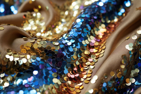 Glamorous Sequin Detail: A Close-Up Exploration of a 3:2 Fabric Masterpieceの素材