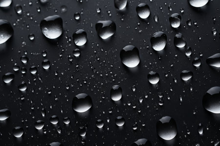 Captivating Rain Drops: A Close-Up Journey on the Enigmatic Black Water Surfaceの素材