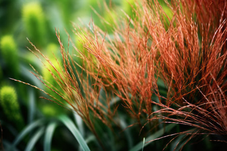 Vibrant Shades of Green and Brown Grass Captured in Close-Up Photoの素材