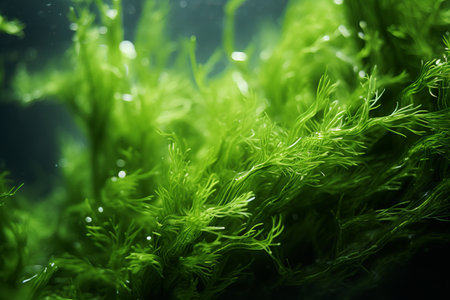 Magnificent Macro Shots: Exploring the Captivating World of Green Seaweeds --ar 3:2の素材