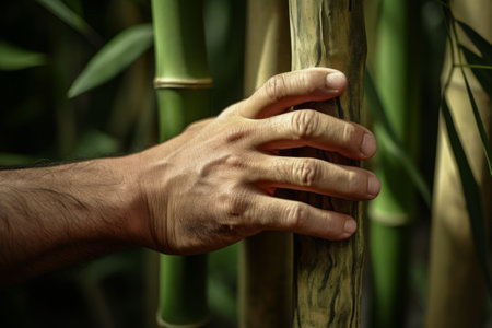 Bamboo Tranquility: Revealing the Intimacy of a Handcrafted Journey - Close-up at a 3:2 Aspect Ratioの素材