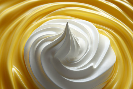 Artistic Closeup: Vibrant White and Yellow Cream on a Zesty Lemon Meringueの素材