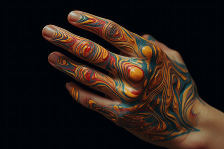 The Intimate Glimpse: Exploring the Intricacies of a Hand in Close Up Shot --ar 3:2の素材