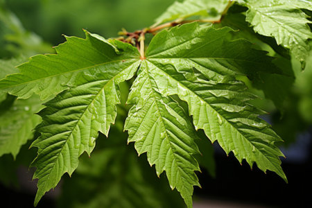 Exploring the Intricate Beauty of a Chestnut Tree Leaf: A Closeup in AR 3:2の素材