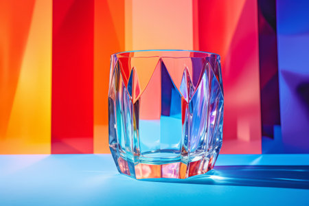 Vibrant Reflections: Crystal Glass on a Colorful 3:2 Canvasの素材