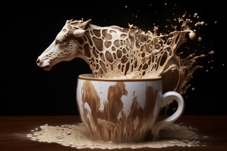 Majestic Artistry Swirls in a Cup of Coffee with Milk Masterpiece - AR 3:2の素材