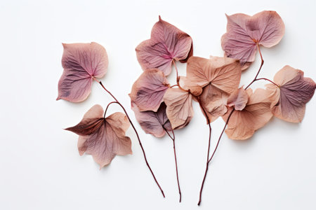 Captivating Hydrangea Blossoms Drying Gracefully on a Serene White Canvas - AR 3:2の素材