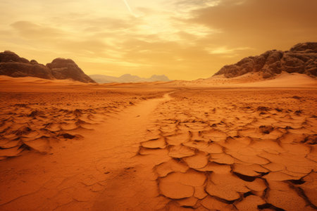 Golden Wasteland: The Arid Desert with Yellow Sands - AR 3:2の素材