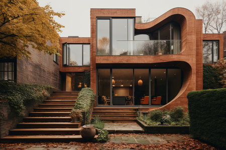 City Serenity: Captivating 3:2 Exterior of Brick Houseの素材