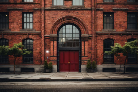 Captivating Architecture: Exploring the Striking Facade of a Red Brick Building in 3:2 Aspect Ratioの素材