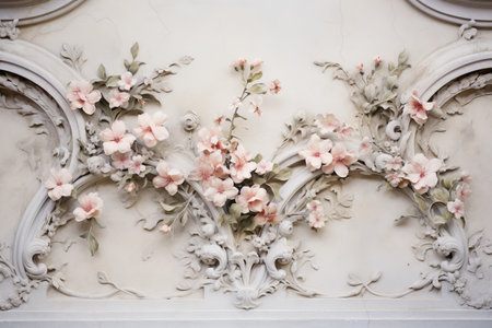 Breathtaking Beauty: Floral Decoration Transforming a Shabby Stone Ceiling --ar 3:2の素材