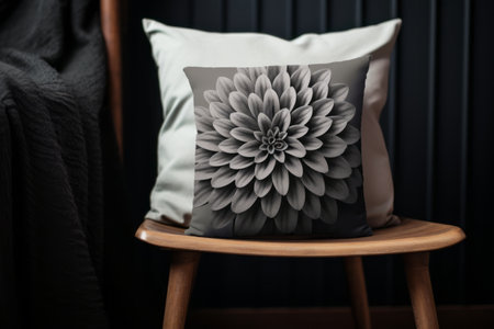 Stunning Monochrome Beauty: Black and Gray Floral Throw Pillow Takes Center Stageの素材