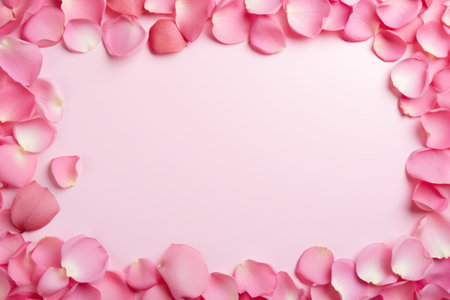 Pink Rose Petal Frame: A Delicate Touch on a Pink Backdropの素材