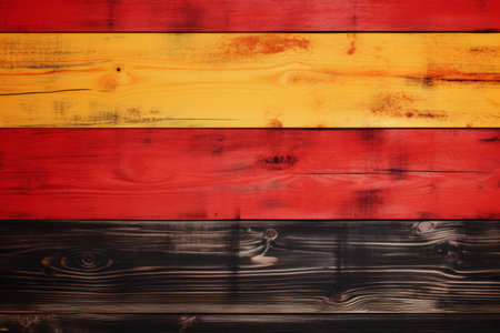 Vibrant German Flag on Rustic Wooden Background: An Artistic 3:2 Compositionの素材