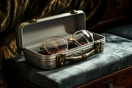 Innovative Storage Solution: Stylish Metal Case Organizes Glasses in Bedroomの素材