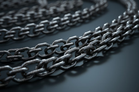 Forged Shadows: The allure of the Gray Metal Chain --ar 3:2の素材