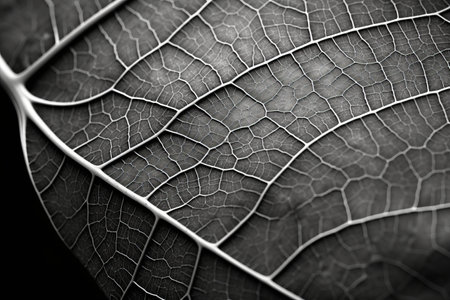 Natures Intricate Networks: A Captivating Grayscale Close-up of Leaf Veinsの素材
