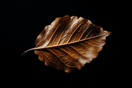 Fading Beauty: A Brown Leaf Resting on a Black Surface --AR 3:2の素材