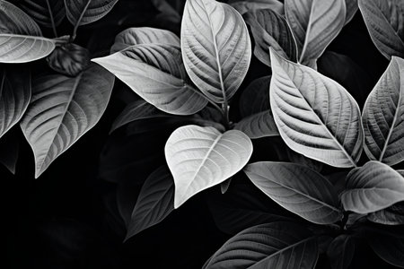 Fading Colors: Captivating Grayscale Photography of a Leafed Plant --ar 3:2の素材