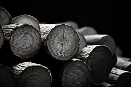 Mystical Monochrome: Captivating Wirewood Logs in Grayscale --ar 3:2の素材