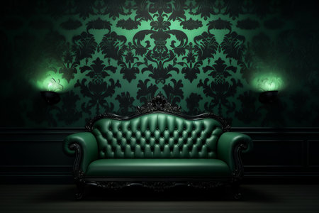 Emerald Vines: A Captivating Green and Black Wallpaper -- AR 3:2の素材