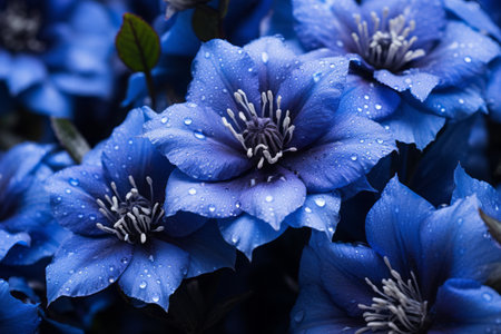 Vibrant Blooms: A Close-up Capture of Breathtaking Blue Petaled Flowers in 3:2 Aspect Ratioの素材