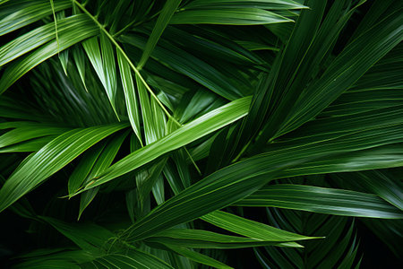 Vibrant Close-Up: Capturing the Beauty of Green Palm Leaves in 3:2 Aspect Ratioの素材