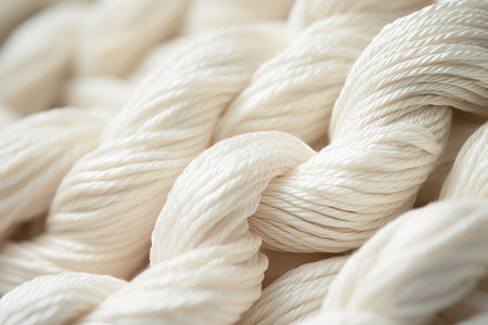 Ivory Yarn in Stunning Close-Up: Exquisite Details Captured in 3:2 ARの素材