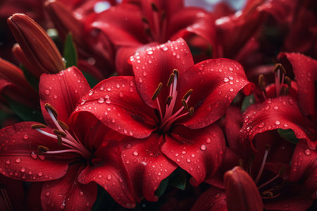 Vibrant Blooms in Stunning Close-Up: Capturing the Enchanting Red Flowers in AR 3:2の素材