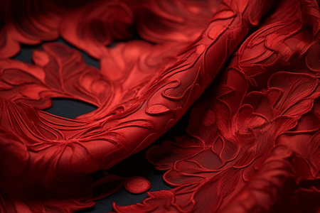 Crimson Elegance: An Intimate Close-Up of a Red Textileの素材