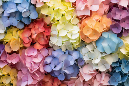 Breathtaking Multicolored Hydrangeas: A Delicate Petal Collection in AR 3:2の素材