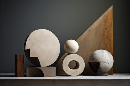 Exploring the Harmonious Blend of Concrete and Wood in Diverse Shapes: A Captivating Composition inの素材