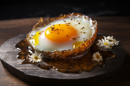 Eggquisite: Capturing the Delicate Beauty of a Cracked Quail Egg with Fresh Yolk on a Tableの素材
