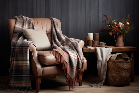 Cozy Living Room: A Plaid Armchair Steals the Showの素材