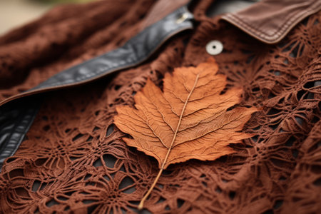 Fashionably Fall: A Brown Leafs Intricate Lace Pattern Inspiring Autumn Attireの素材