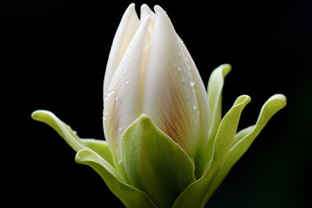Blooming Beauty: Captivating Close-up of a White Flower Budの素材