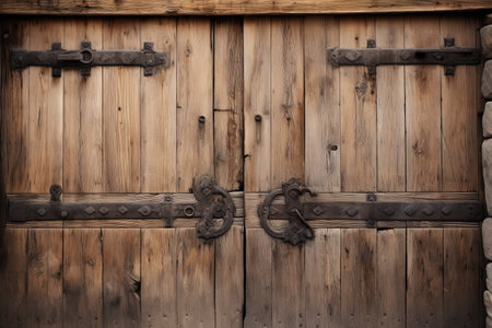 Exquisite Detail: Captivating Close-Up of a Wooden Door [AR 3:2]の素材