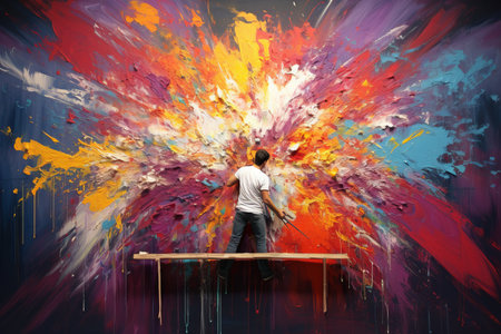 Embracing Tradition: Crafting Masterpieces on Canvas with the Paint Roller -ar 3:2の素材