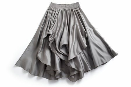 Fashion Fusion: The Elegance of a Crumpled Gray Silk Skirt on a White Surfaceの素材